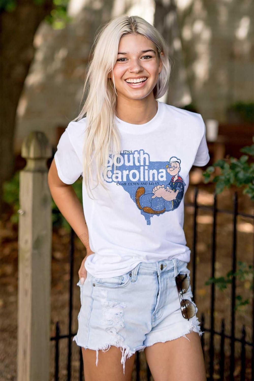 imageBrisco Brands Popeye Cartoon American States Graphic T Shirt Men or WomenSouth Carolina White