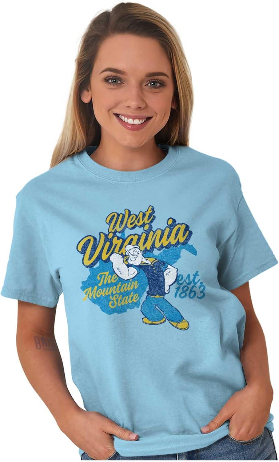 imageBrisco Brands Popeye Cartoon American States Graphic T Shirt Men or WomenWest Virginia