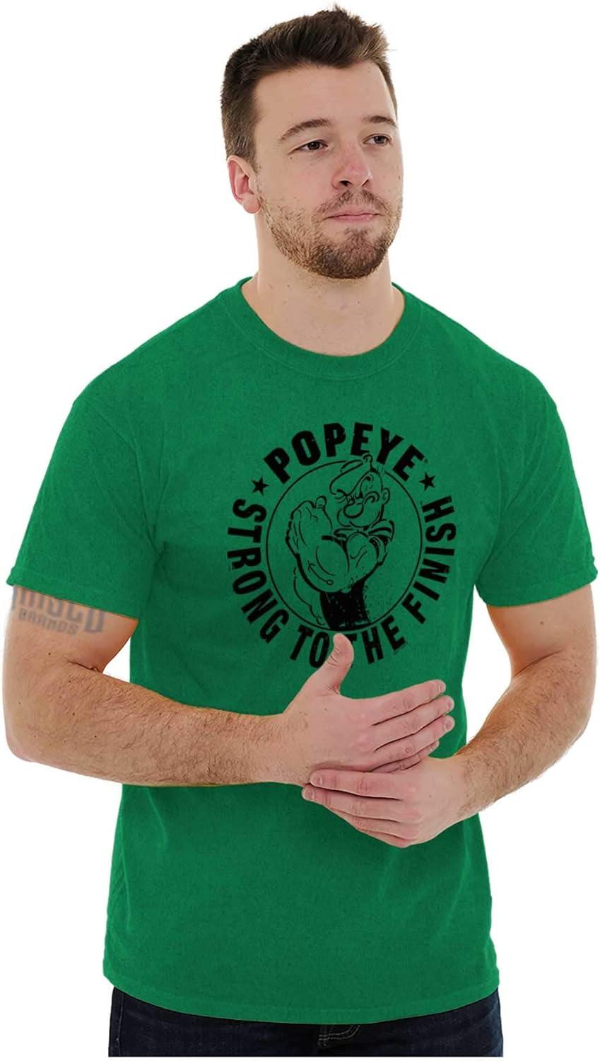 imageBrisco Brands Popeye Strong to The Finish Flexing Graphic T Shirt Men or WomenAntique Irish Green