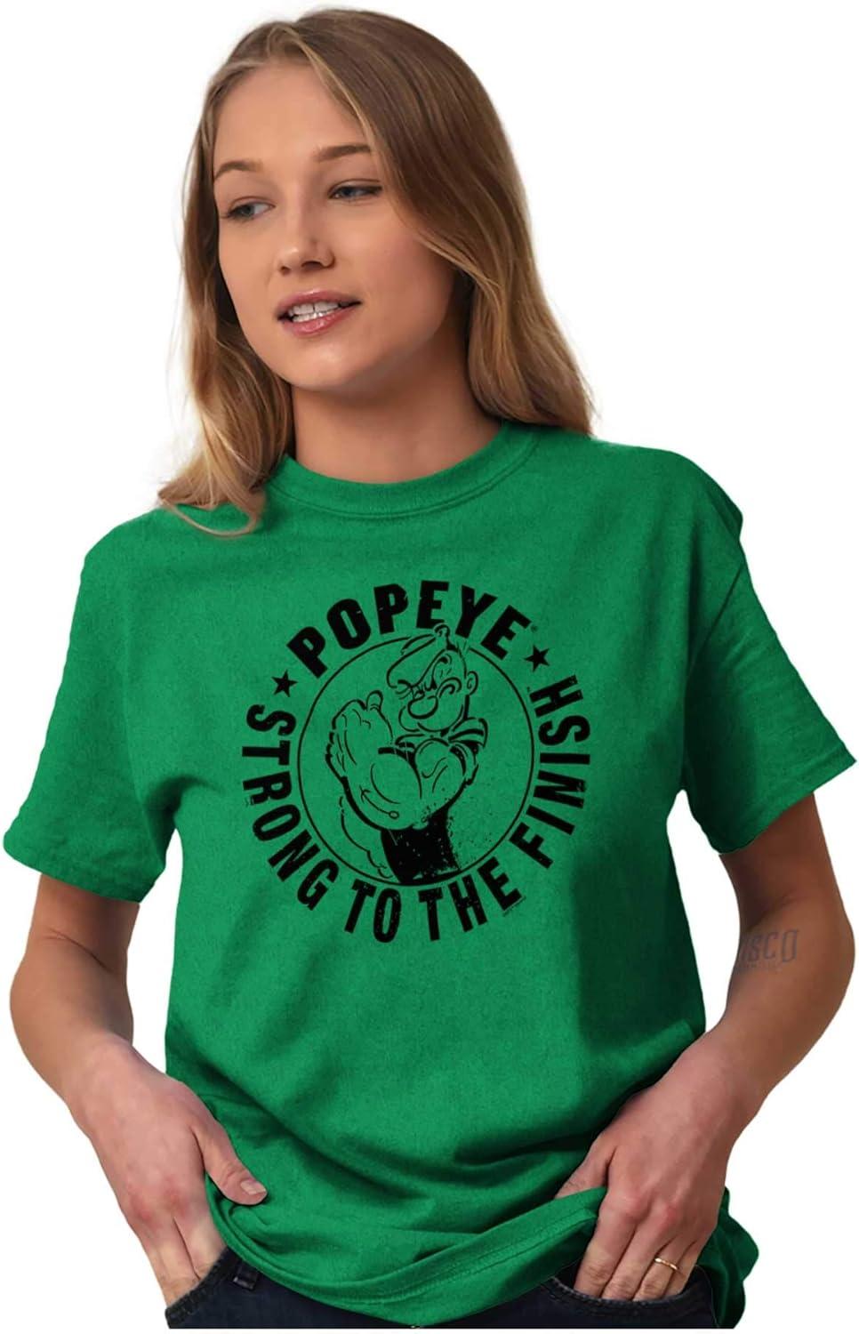 imageBrisco Brands Popeye Strong to The Finish Flexing Graphic T Shirt Men or WomenAntique Irish Green
