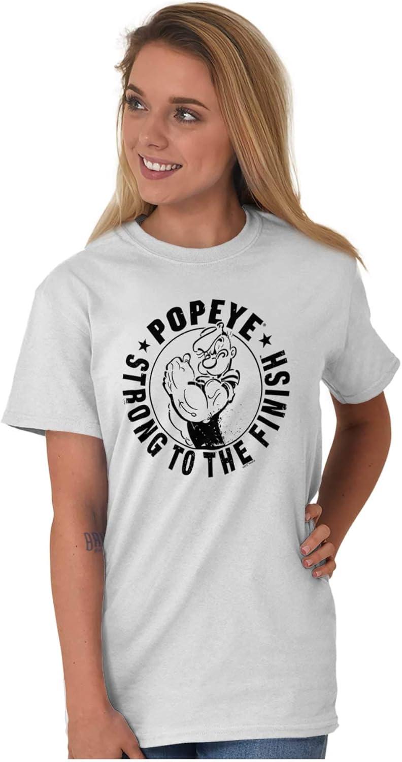 imageBrisco Brands Popeye Strong to The Finish Flexing Graphic T Shirt Men or WomenWhite