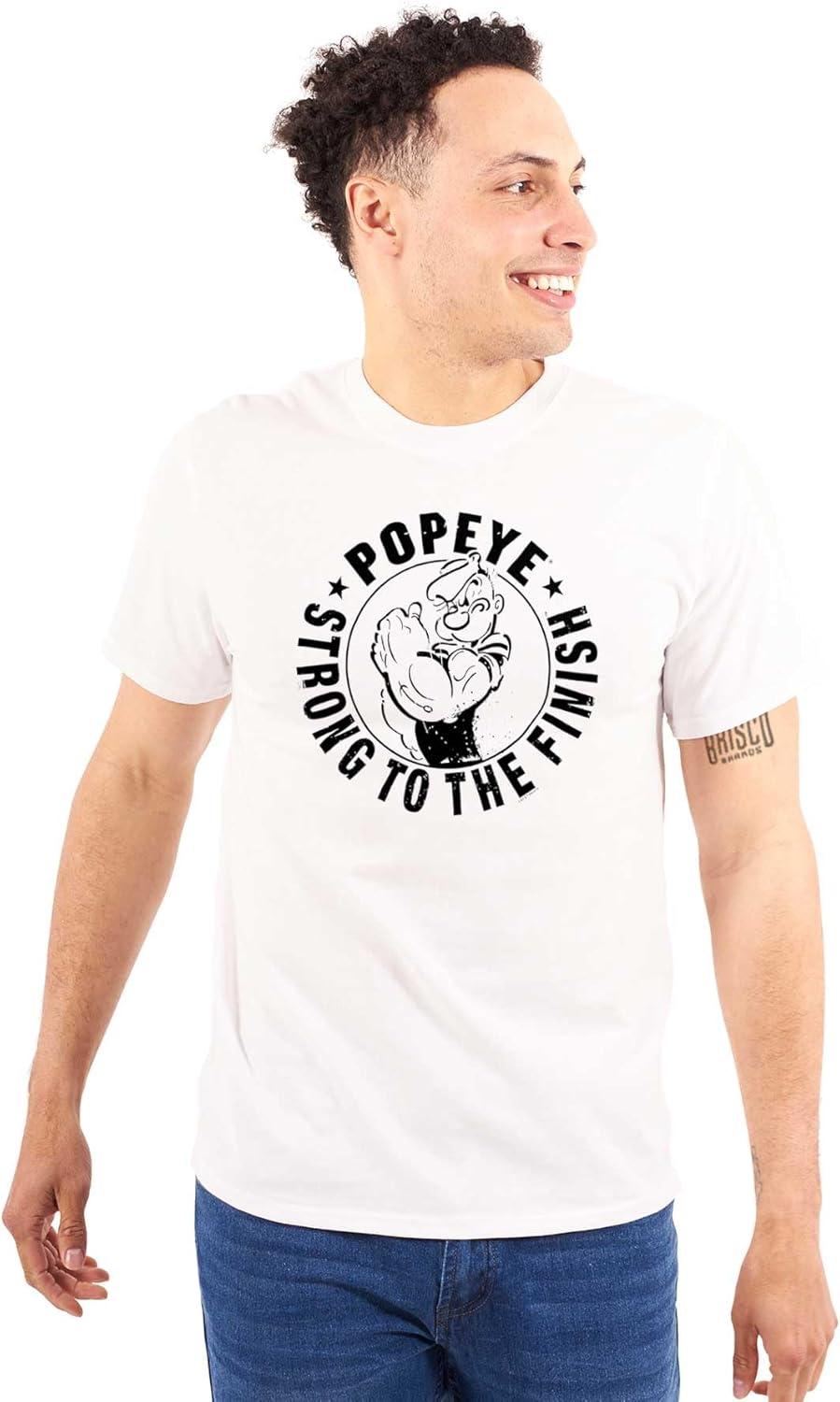 imageBrisco Brands Popeye Strong to The Finish Flexing Graphic T Shirt Men or WomenWhite