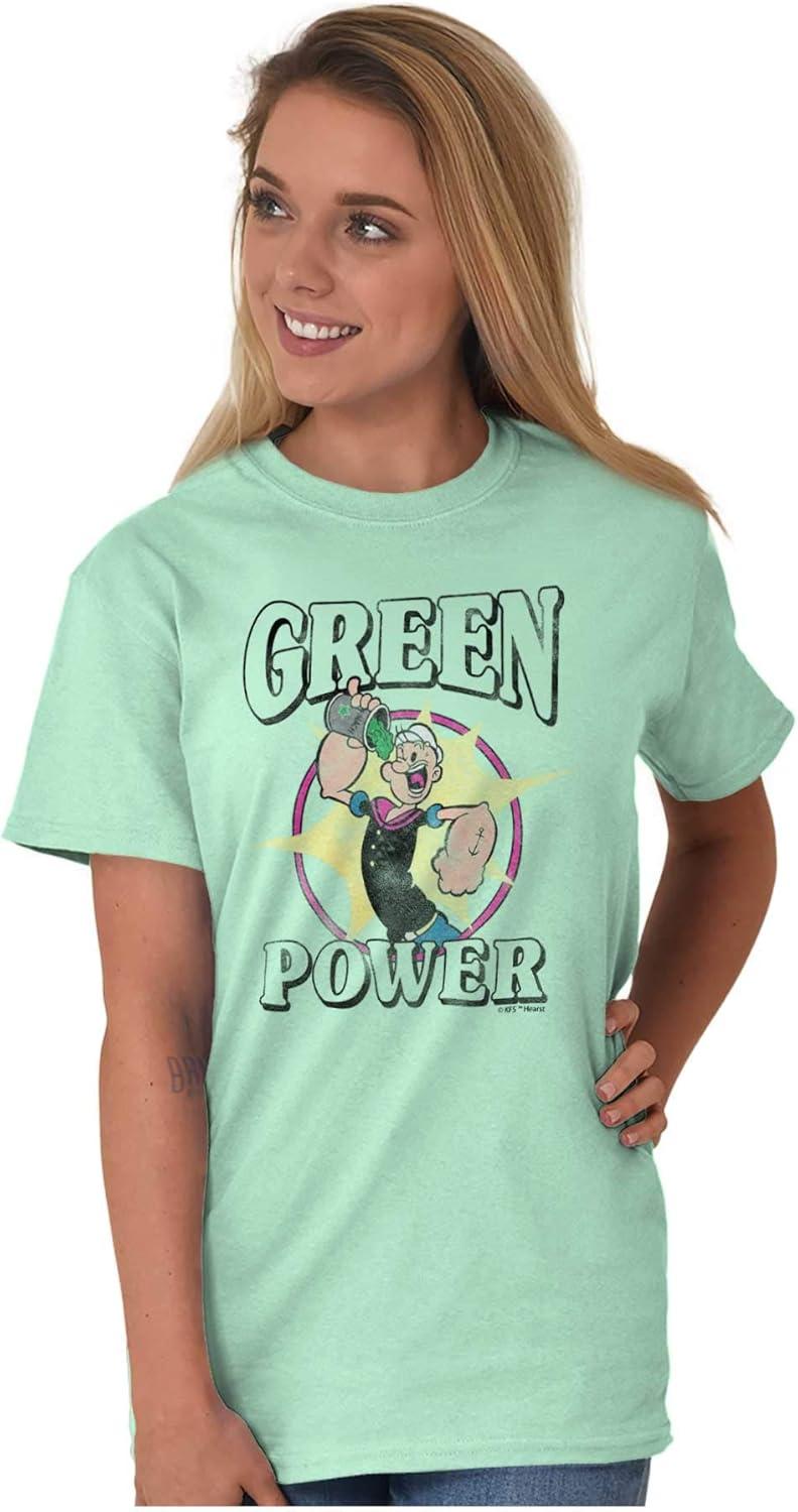 imageBrisco Brands Popeye The Sailor Green Power Veggie Graphic T Shirt Men or WomenMint Green