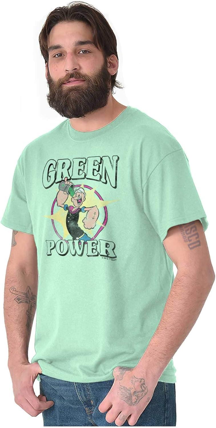 imageBrisco Brands Popeye The Sailor Green Power Veggie Graphic T Shirt Men or WomenMint Green