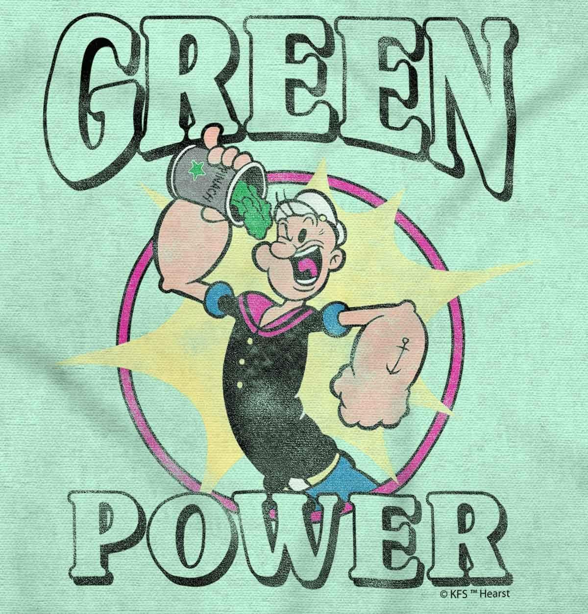 imageBrisco Brands Popeye The Sailor Green Power Veggie Graphic T Shirt Men or WomenMint Green