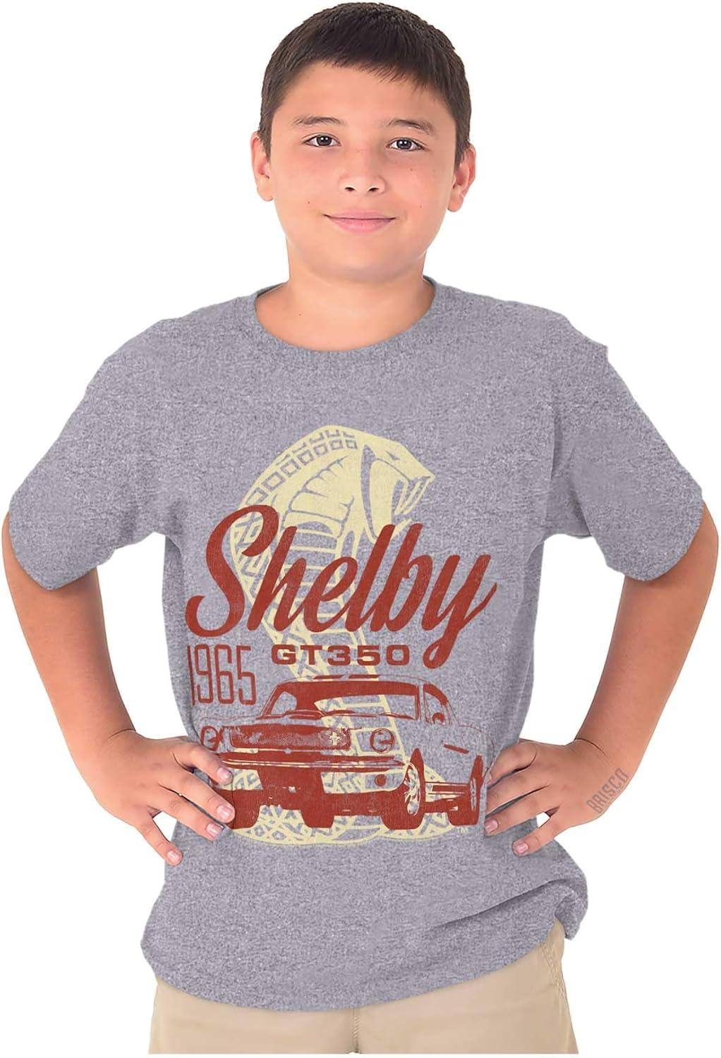 imageBrisco Brands Shelby Motors GT 350 Muscle Car Crewneck T Shirts Boy GirlSport Grey
