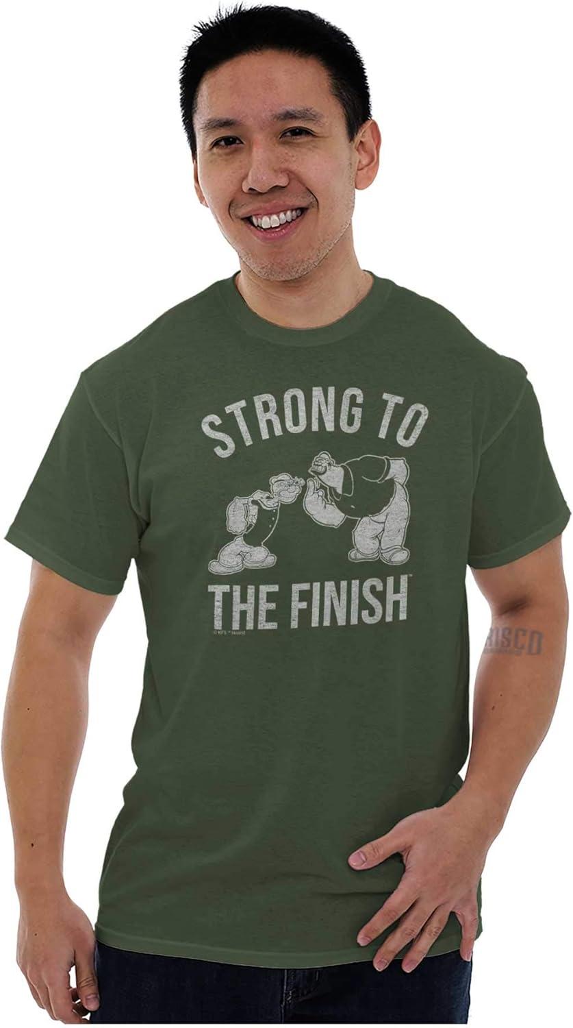 imageBrisco Brands Strong to The Finish Popeye Bluto Mens Graphic T Shirt TeesMilitary Green