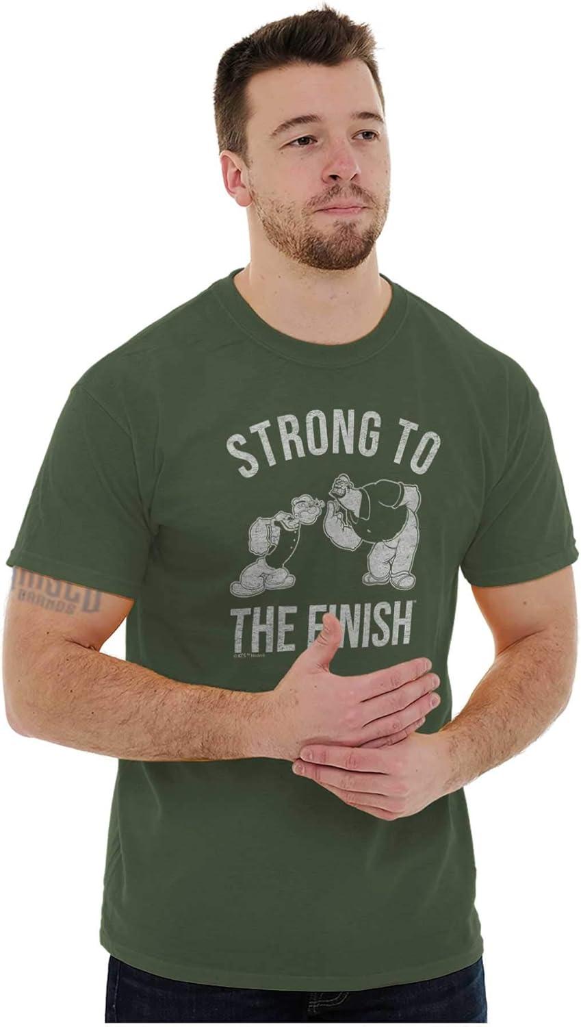 imageBrisco Brands Strong to The Finish Popeye Bluto Mens Graphic T Shirt TeesMilitary Green