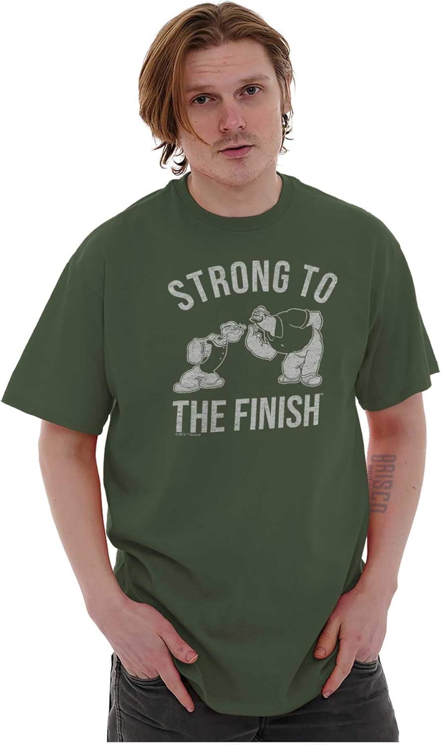 imageBrisco Brands Strong to The Finish Popeye Bluto Mens Graphic T Shirt TeesMilitary Green