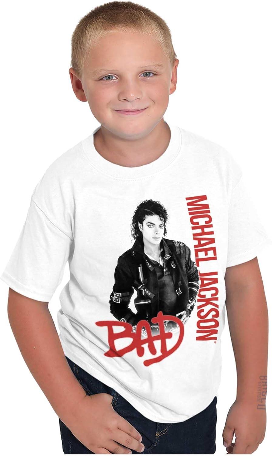 imageMichael Jackson Bad Music Album Cover Crewneck T Shirts Boy GirlWhite