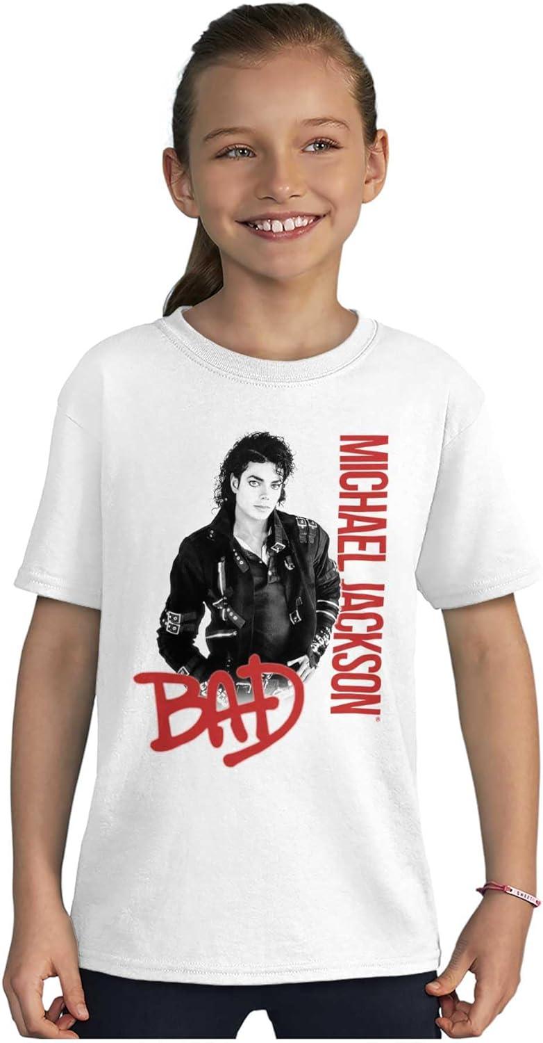 imageMichael Jackson Bad Music Album Cover Crewneck T Shirts Boy GirlWhite