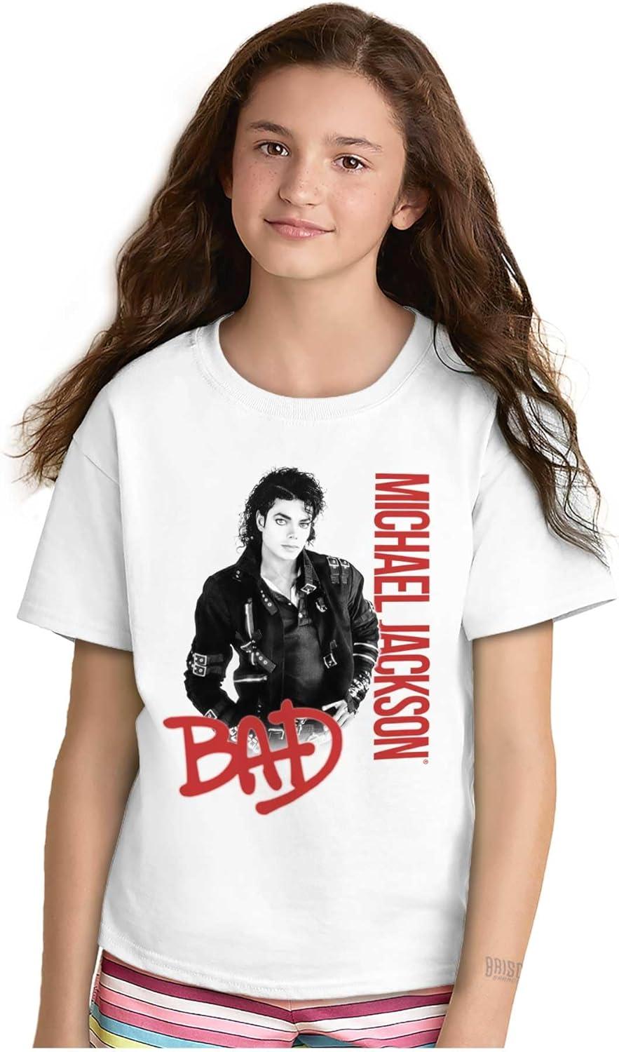 imageMichael Jackson Bad Music Album Cover Crewneck T Shirts Boy GirlWhite