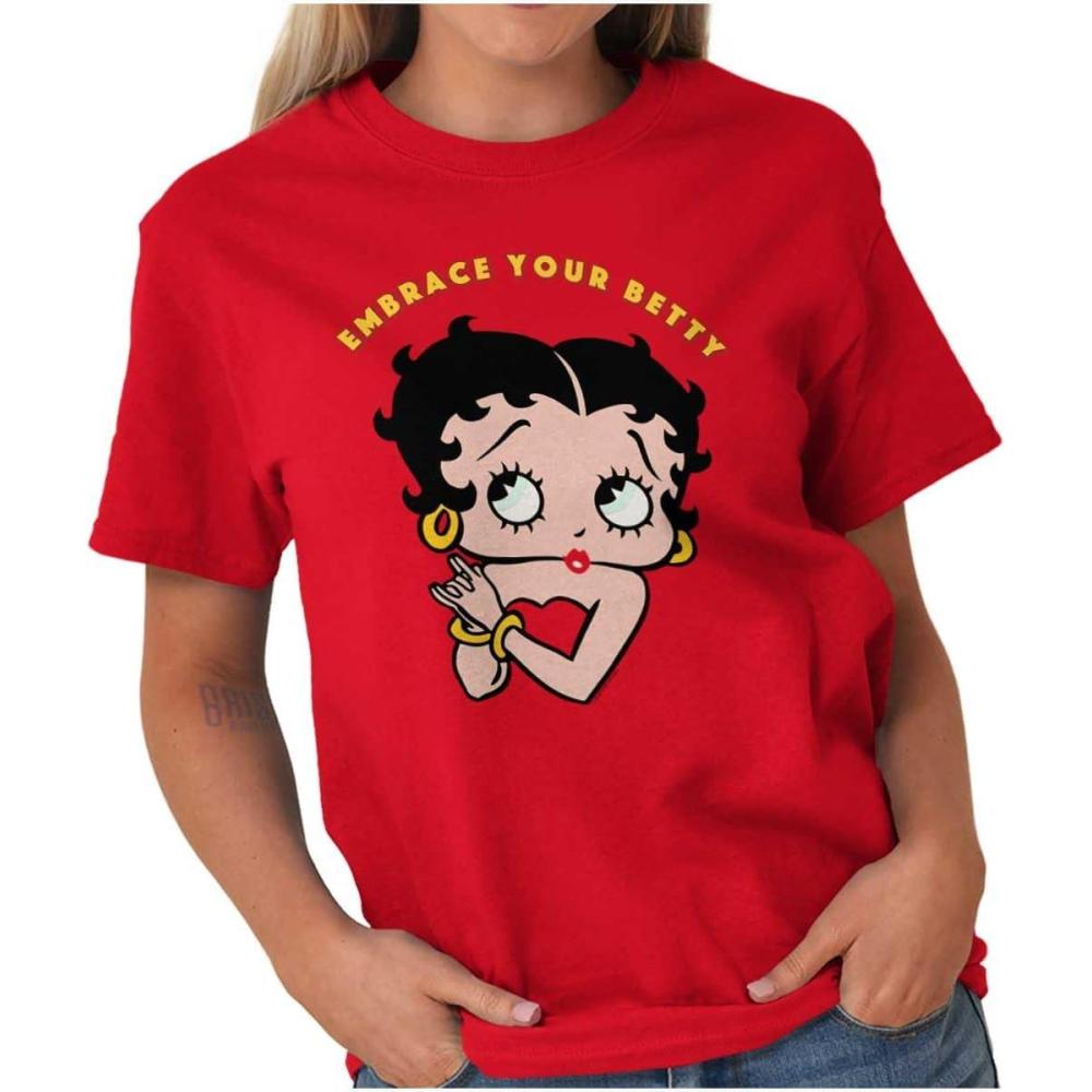imageBetty Boop Cartoon Cute Motivational Womens Graphic T Shirt TeesAntique Cherry Red