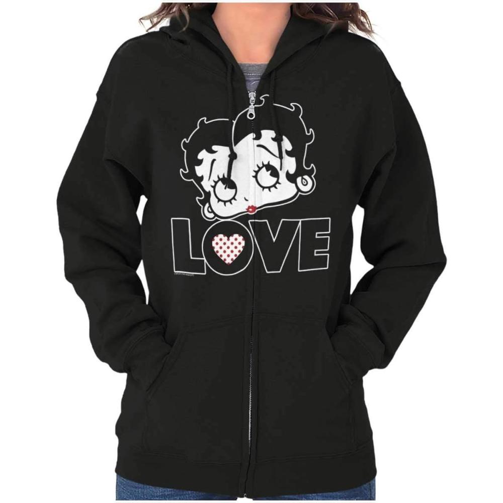 imageBrisco Brands Betty Boop Love Cute Girly Cartoon Zip Hoodie Sweatshirt Women
