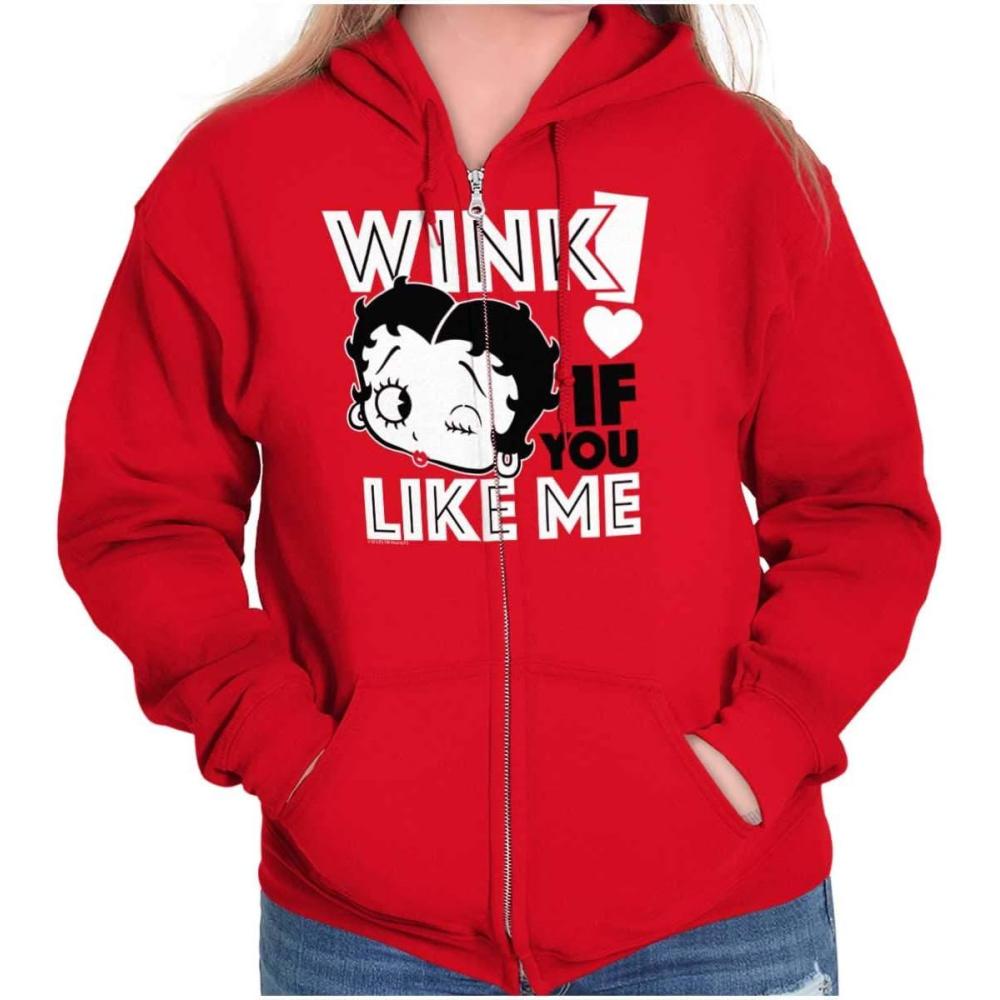 imageBrisco Brands Betty Boop Wink if You Life Me Zip Hoodie Sweatshirt WomenRed