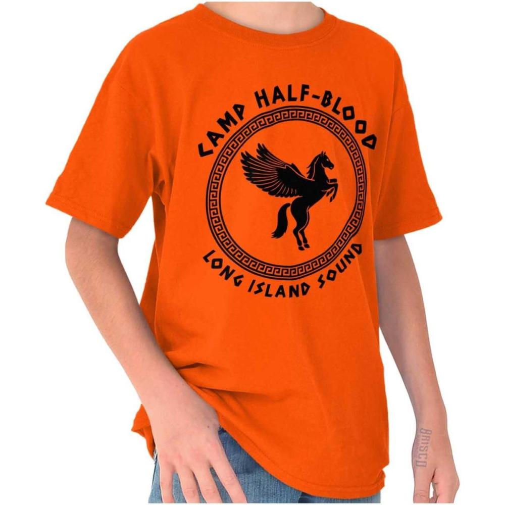 imageBrisco Brands Camp Half Blood Greek Mythology Crewneck T Shirts Boy GirlOrange Greek Key Pattern