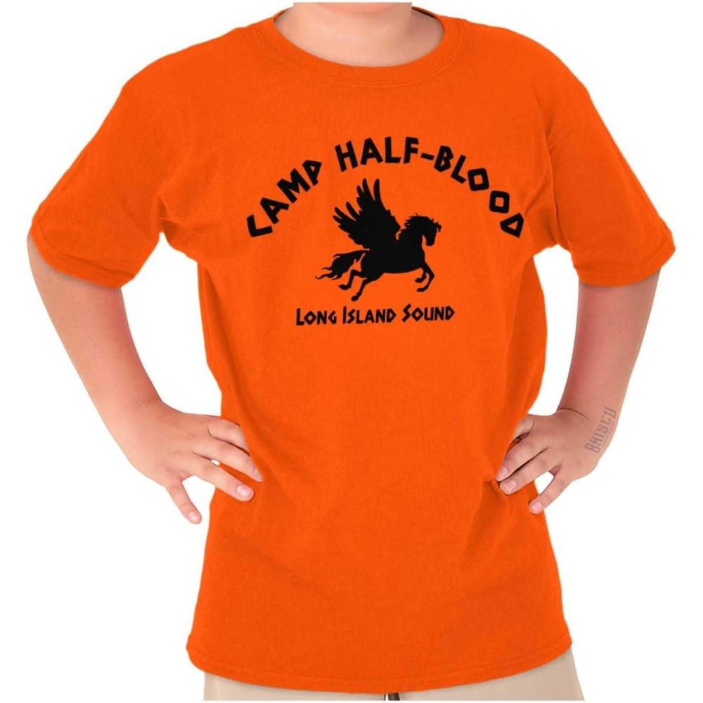 imageBrisco Brands Camp Half Blood Greek Mythology Crewneck T Shirts Boy GirlOrange