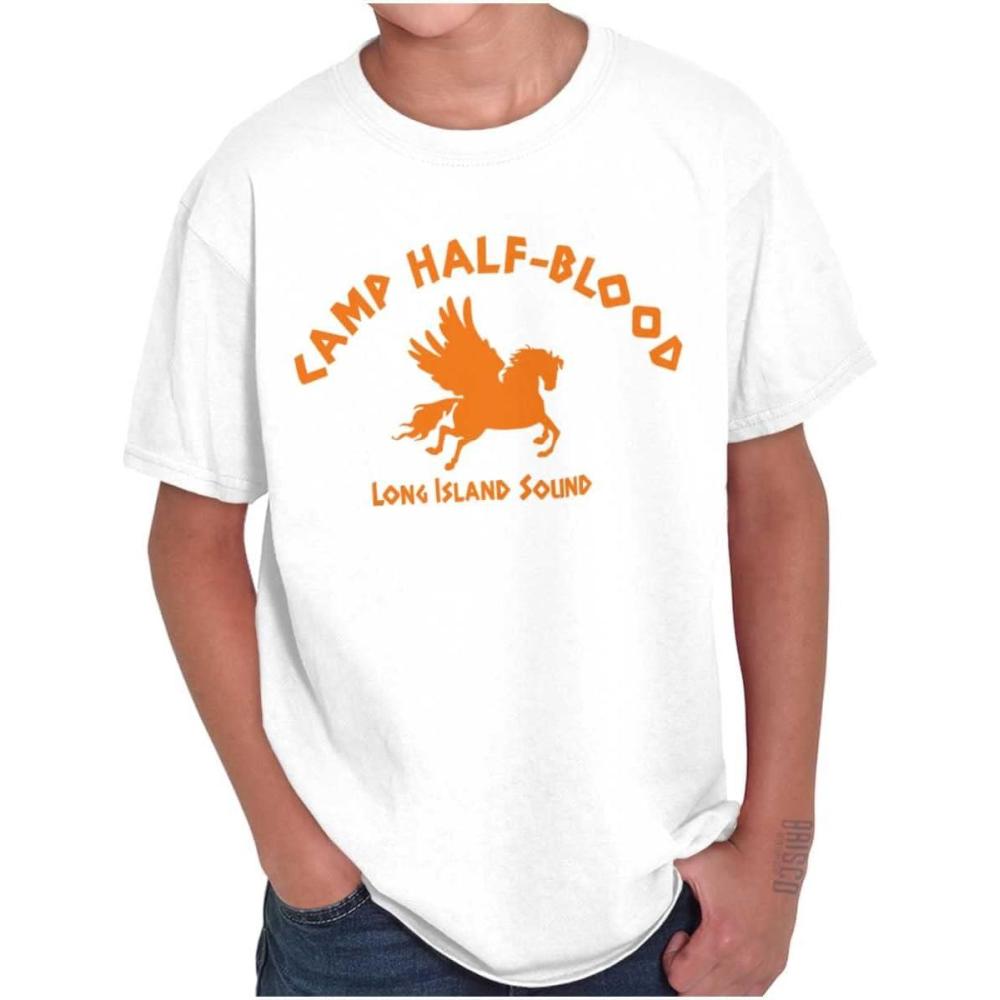 imageBrisco Brands Camp Half Blood Greek Mythology Crewneck T Shirts Boy GirlWhite