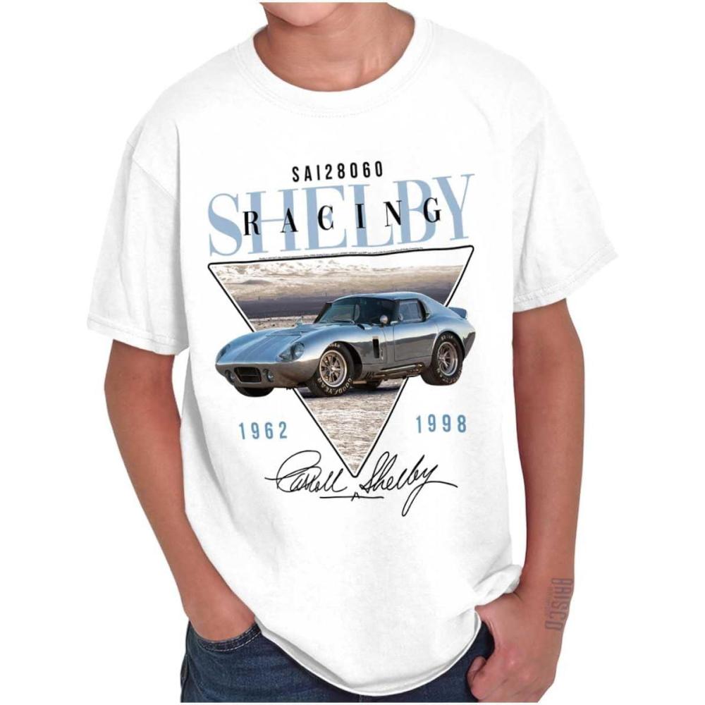 imageBrisco Brands Carroll Shelby Racing Muscle Car Crewneck T Shirts Boy GirlWhite