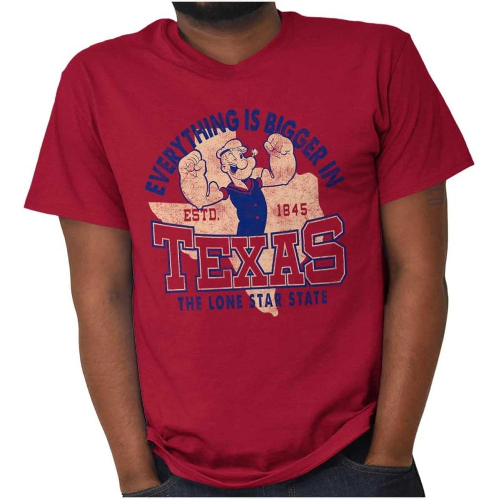 imageBrisco Brands Popeye Cartoon American States Graphic T Shirt Men or WomenCardinal Red