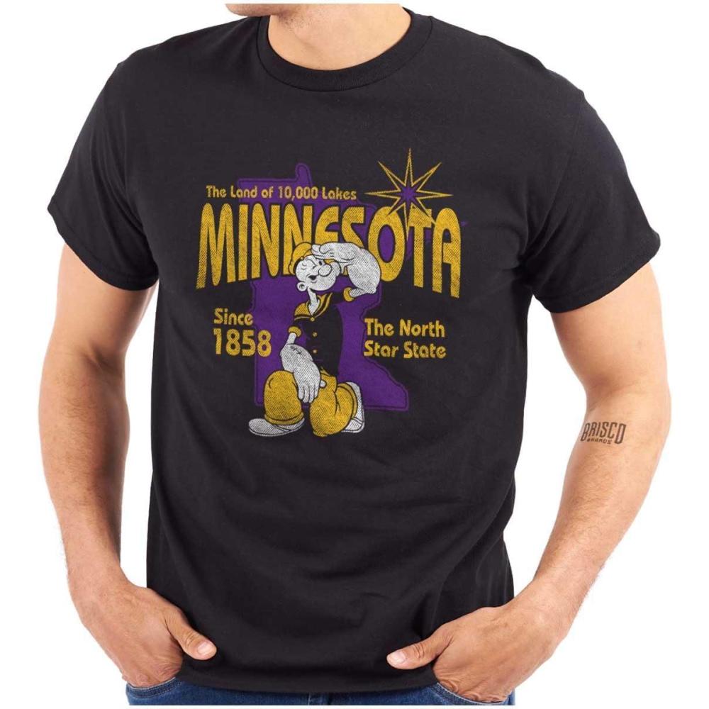imageBrisco Brands Popeye Cartoon American States Graphic T Shirt Men or WomenMinnesota Black