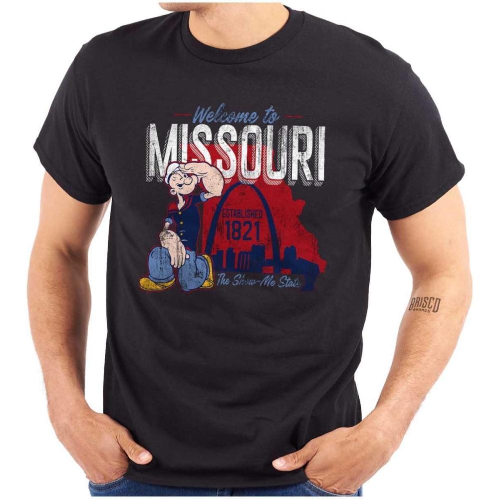 imageBrisco Brands Popeye Cartoon American States Graphic T Shirt Men or WomenMissouri Black