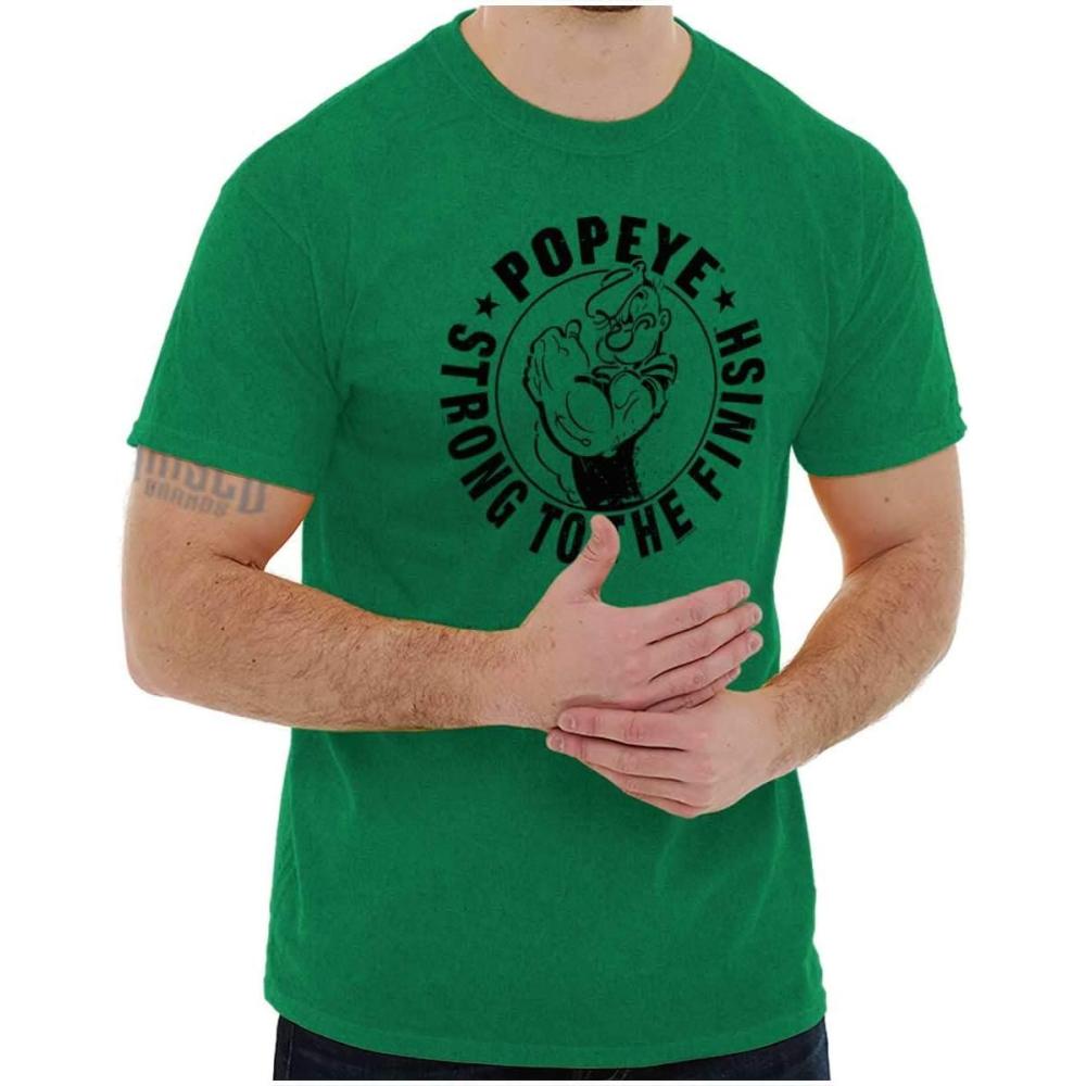imageBrisco Brands Popeye Strong to The Finish Flexing Graphic T Shirt Men or WomenAntique Irish Green