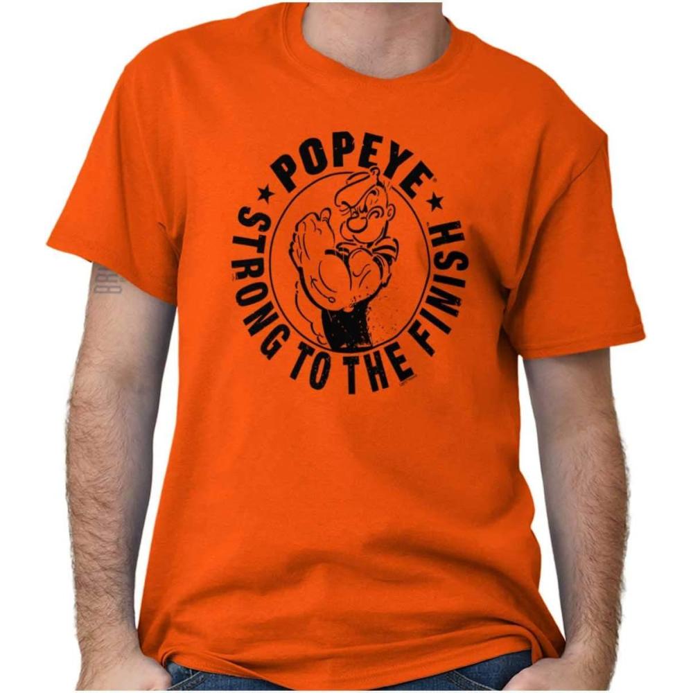imageBrisco Brands Popeye Strong to The Finish Flexing Graphic T Shirt Men or WomenOrange