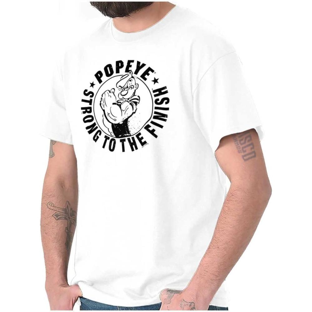 imageBrisco Brands Popeye Strong to The Finish Flexing Graphic T Shirt Men or WomenWhite