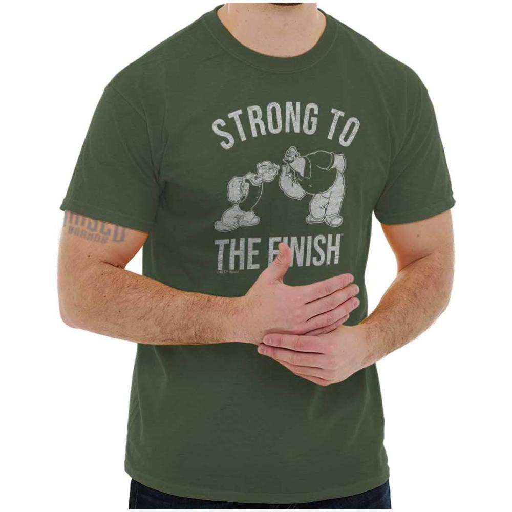 imageBrisco Brands Strong to The Finish Popeye Bluto Mens Graphic T Shirt TeesMilitary Green
