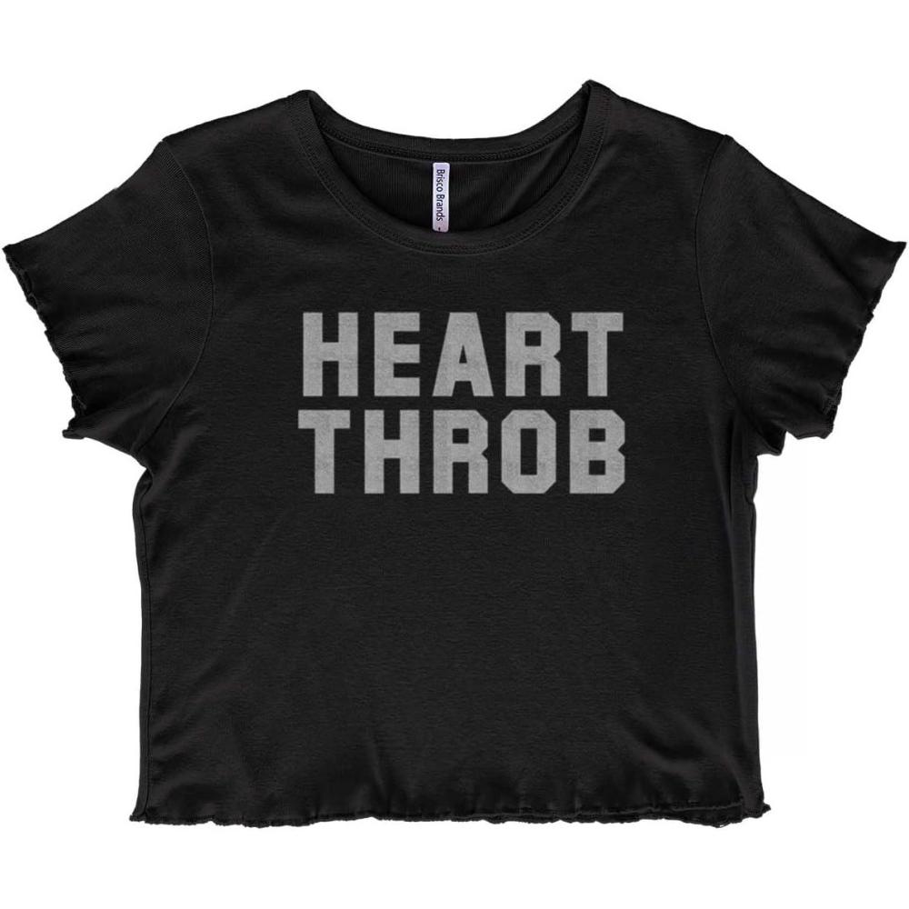 imageHeartthrob Funny Valentines Joke Juniors Lettuce Trim Crop Top Womens Baby TeeBlack