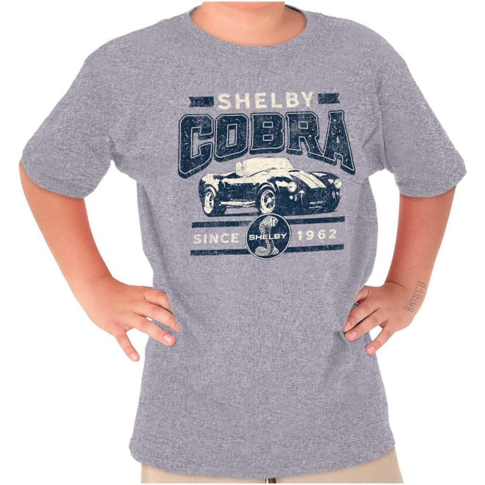 imageShelby Cobra Muscle Car Racecar Crewneck T Shirts Boy GirlSport Grey