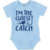 imageBrisco Brands Crawl Walk Fish Hunt Outdoor Lover Baby Romper Boys or GirlsCutest Catch  Light Blue