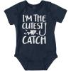 imageBrisco Brands Crawl Walk Fish Hunt Outdoor Lover Baby Romper Boys or GirlsCutest Catch  Navy
