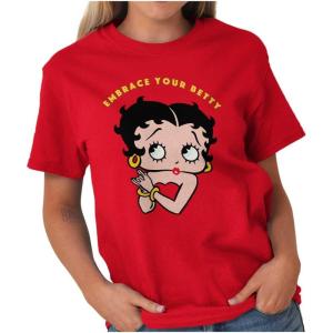 Betty Boop Cartoon Cute Motivational Womens Graphic T Shirt Tees(Antique Cherry Red)