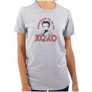 Betty Boop Cartoon Unafraid to Be Me Womens Graphic T Shirt Tees(Sport Grey)