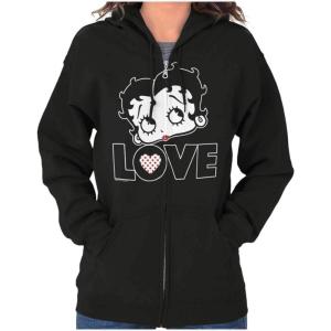 Brisco Brands Betty Boop Love Cute Girly Cartoon Zip Hoodie Sweatshirt Women