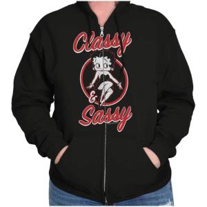 Brisco Brands Betty Boop Sassy Classy Adorable Zip Hoodie Sweatshirt Women