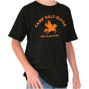 Brisco Brands Camp Half Blood Greek Mythology Crewneck T Shirts Boy Girl(Black)
