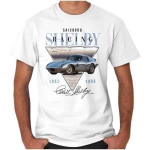 Brisco Brands Carroll Shelby Racing Muscle Car Graphic T Shirt Men or Women(White)