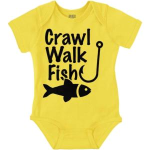Brisco Brands Crawl Walk Fish Hunt Outdoor Lover Baby Romper Boys or Girls(Fish – Zest)