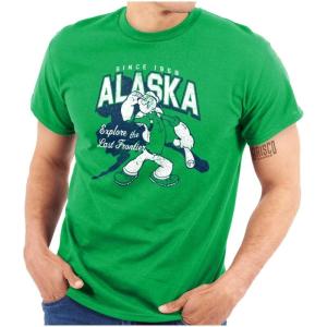 Brisco Brands Popeye Cartoon American States Graphic T Shirt Men or Women(Alaska)