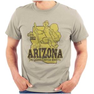 Brisco Brands Popeye Cartoon American States Graphic T Shirt Men or Women(Arizona – Sand)