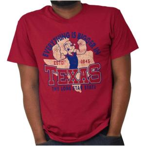 Brisco Brands Popeye Cartoon American States Graphic T Shirt Men or Women(Cardinal Red)