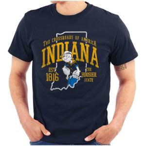 Brisco Brands Popeye Cartoon American States Graphic T Shirt Men or Women(Indiana)