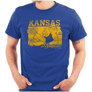 Brisco Brands Popeye Cartoon American States Graphic T Shirt Men or Women(Kansas)