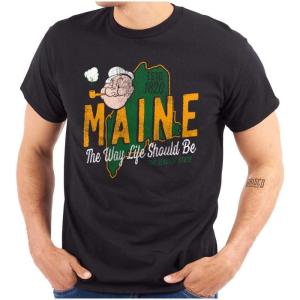 Brisco Brands Popeye Cartoon American States Graphic T Shirt Men or Women(Maine)
