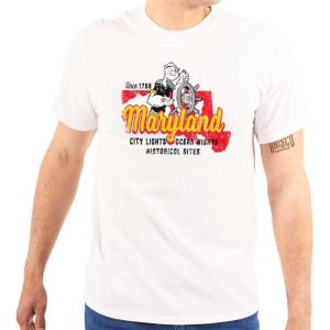 Brisco Brands Popeye Cartoon American States Graphic T Shirt Men or Women(Maryland – White)