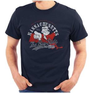 Brisco Brands Popeye Cartoon American States Graphic T Shirt Men or Women(Massachusetts)