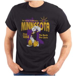 Brisco Brands Popeye Cartoon American States Graphic T Shirt Men or Women(Minnesota – Black)